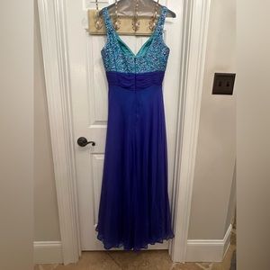 Sherri Hill teal and purple long gown